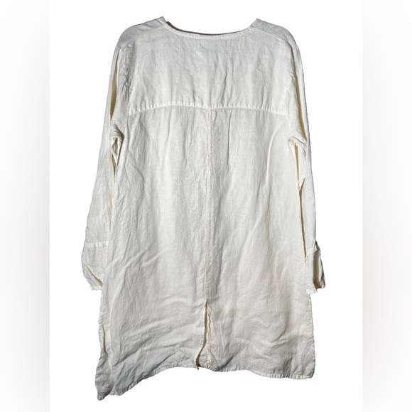 Homefrocks Cream Linen Pearl Button Down Long Sleeve Tunic Size S - Picture 4 of 6